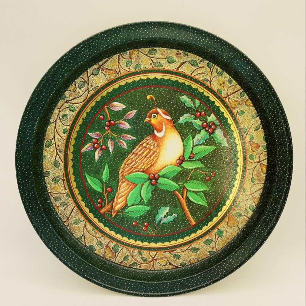 Vintage Partridge in a Pear Tree Tin Serving Tray/12 Days of Christmas